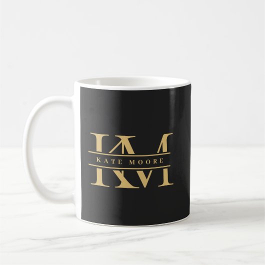 Modern Monogram Initials Professional Black Gold コーヒーマグカップ (左)