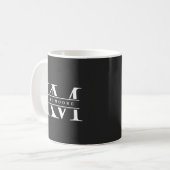 Modern Monogram Initials Professional Black White コーヒーマグカップ (正面左)