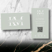 Modern Monogram Initials Professional Sage Green 名刺