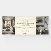 Modern Monogram Logo Photo Cream Business 横断幕 (横)