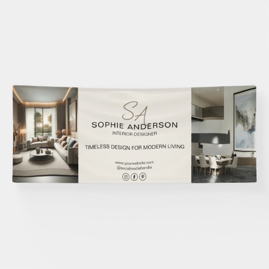 Modern Monogram Logo Photo Professional Business 横断幕 (横)