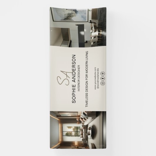 Modern Monogram Logo Photo Professional Business 横断幕 (縦)