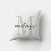 Modern Monogram Minimal Black White クッション (裏面)