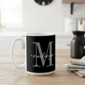 Modern Monogram Minimal Black White コーヒーマグカップ
