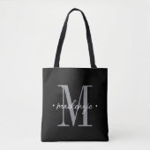 Modern Monogram Minimal Black White トートバッグ (正面)