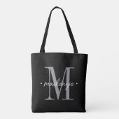 Modern Monogram Minimal Black White トートバッグ (裏面)