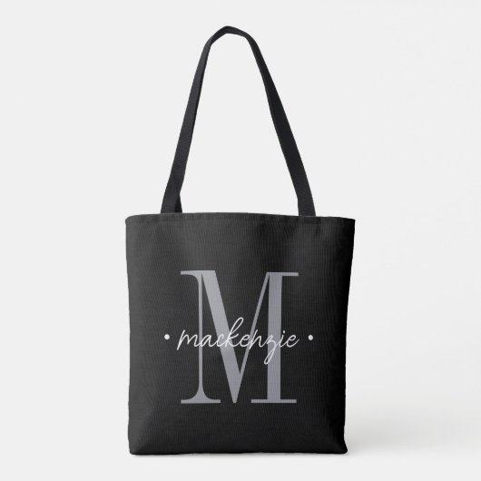 Modern Monogram Minimal Black White トートバッグ (裏面)