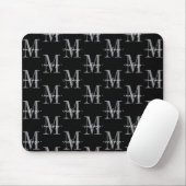Modern Monogram Minimal Black White マウスパッド (マウス)