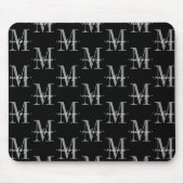 Modern Monogram Minimal Black White マウスパッド (正面)