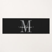 Modern Monogram Minimal Black White ヨガマット (正面(横))