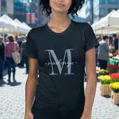 Modern Monogram Minimal Black White Tシャツ