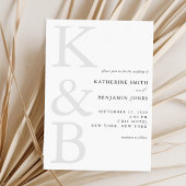 Modern Monogram Minimalist All in One Wedding 招待状