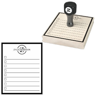 Modern Monogram Name 8 Row To Do List 4" x 5" ラバースタンプ