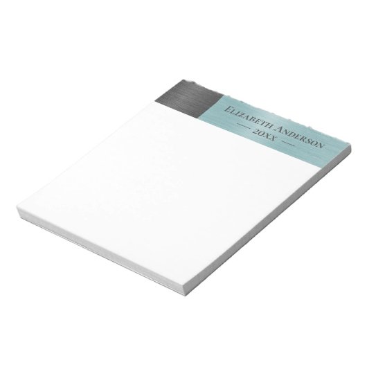 Modern Monogram Name Brushed Metal ノートパッド (回転)