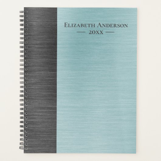 Modern Monogram Name Brushed Metal Daily Planner プランナー手帳 (正面)