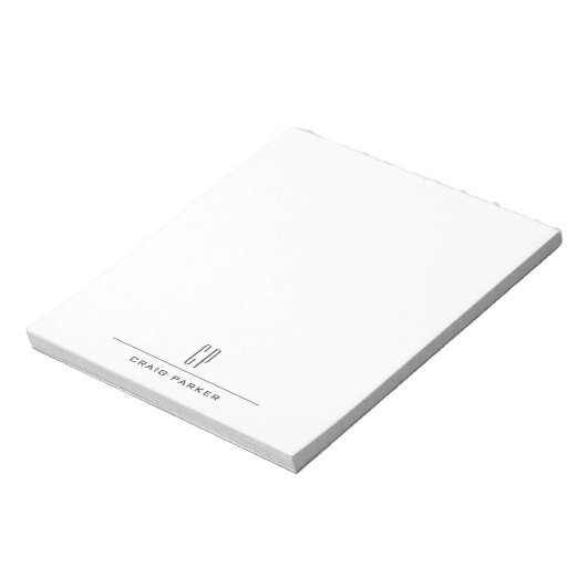 Modern Monogram Name Professional Plain Minimalist ノートパッド (回転)