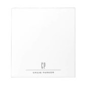 Modern Monogram Name Professional Plain Minimalist ノートパッド (正面)