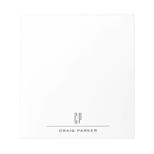 Modern Monogram Name Professional Plain Minimalist ノートパッド (正面)
