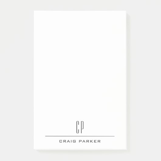 Modern Monogram Name Professional Plain Minimalist ポストイット (正面)