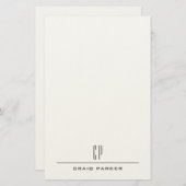 Modern Monogram Name Professional Plain Minimalist 便箋 (正面/裏面)