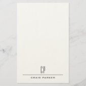 Modern Monogram Name Professional Plain Minimalist 便箋 (正面)
