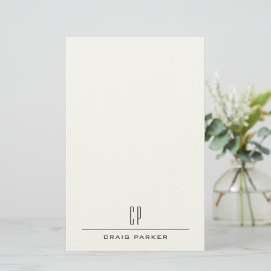 Modern Monogram Name Professional Plain Minimalist 便箋 (スタンド正面)