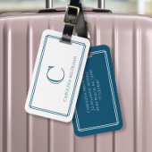 Modern Monogram Navy Blue Double Border ラゲッジタグ