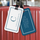Modern Monogram Navy Blue Double Border ラゲッジタグ
