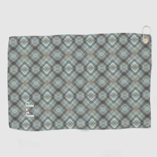 Modern Monogram Pastel Green Pattern ゴルフタオル (横)