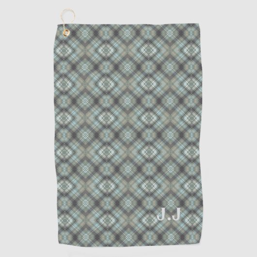 Modern Monogram Pastel Green Pattern ゴルフタオル (正面)