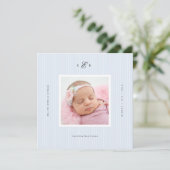 Modern Monogram Photo Birth Announcement 招待状 (スタンド正面)