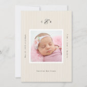 Modern Monogram Photo Birth Announcement 案内状 (正面)