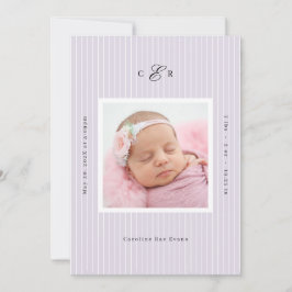 Modern Monogram Photo Birth Announcement 案内状