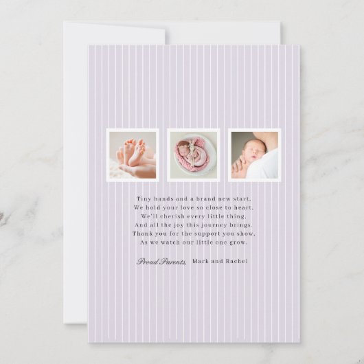 Modern Monogram Photo Birth Announcement 案内状 (裏面)