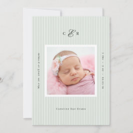Modern Monogram Photo Birth Announcement 案内状