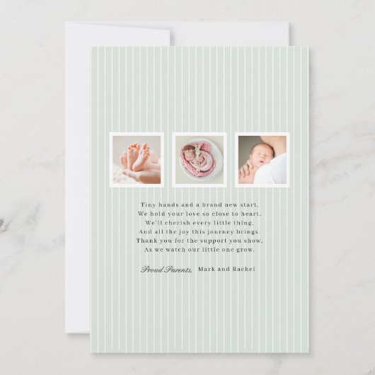 Modern Monogram Photo Birth Announcement 案内状 (裏面)