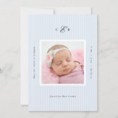 Modern Monogram Photo Birth Announcement 案内状 (正面)
