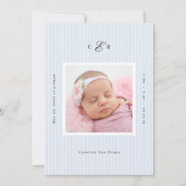 Modern Monogram Photo Birth Announcement 案内状