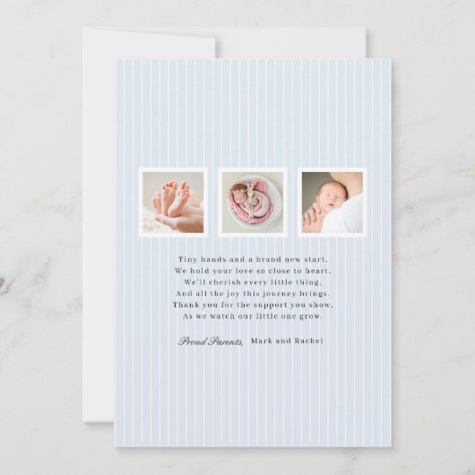 Modern Monogram Photo Birth Announcement 案内状 (裏面)