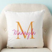 Modern Monogram Pink Script Name クッション