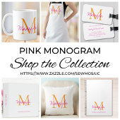 Modern Monogram Pink Script Name コーヒーマグカップ
