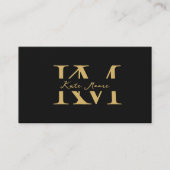 Modern Monogram Professional Black Gold Marketing 名刺 (正面)