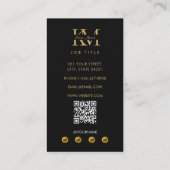 Modern Monogram Professional Black Gold Marketing 名刺 (裏面)