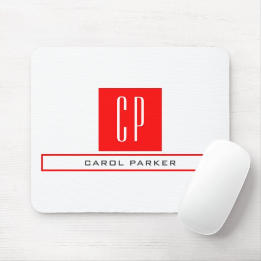 Modern Monogram Professional Plain Simple Name マウスパッド (マウス)