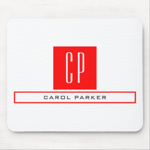 Modern Monogram Professional Plain Simple Name マウスパッド