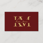 Modern Monogram Professional Red Gold Marketing 名刺 (正面)