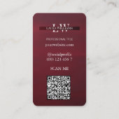 Modern Monogram Professional Red Maroon 名刺 (裏面)