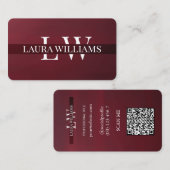 Modern Monogram Professional Red Maroon 名刺 (正面/裏面)