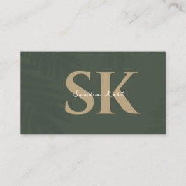 Modern Monogram QR code dark green social  icons 名刺