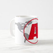 Modern Monogram Red Initial Letter World Map コーヒーマグカップ (正面左)